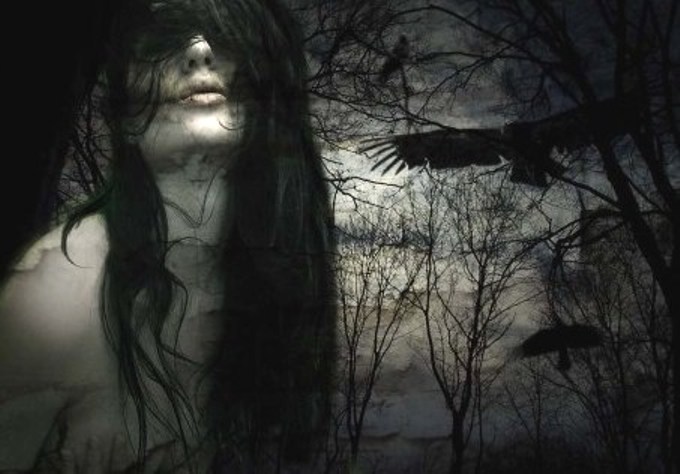 Woman and Raven
